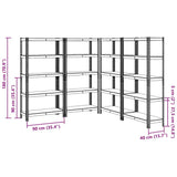 5-Layer Storage Shelves 4 pcs Silver Steel&Engineered Wood 3307591