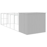 Dog House with Run Light Grey 214x661x181 cm Galvanised Steel 3189127