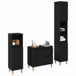 Bathroom Furniture Set with Drawer 3 pcs Black 30 x 30 x 180 cm 3333086