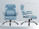 Linen-Look Office Chair, with Adjustable Height and Tension - Blue T3398P377459