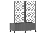 Garden Planter with Trellis&Wheels Light Grey 80 x 40 x 146 cm 3422972