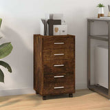 Drawer Cabinet with Castors Smoked Oak Engineered Wood 342674