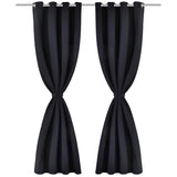2 pcs Black Blackout Curtains with Metal Rings 135 x 245 cm 130369