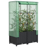 ZNTS Raised Bed with Greenhouse Cover Rattan Look 80x40x138 cm 4015814