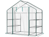 Mini Walk-in Greenhouse with PVC Cover, 4-Shelf Indoor Outdoor Planting Green House for 62584139