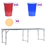 Folding Beer Pong Table with Cups and Balls 240 cm 3056793