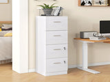 Four-Drawer Lockable Filing Cabinet - White Wood Effect T3398P425001