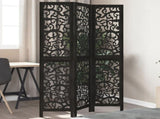 Room Divider 3 Panels Black Solid Wood Paulownia 358750