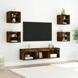 7 Piece TV Wall Units with LED Smoked Oak Engineered Wood 3216587