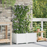 Garden Planter 2 pcs White 80 x 40 x 142 cm Plastic 42002919