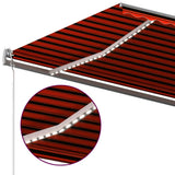 Manual Retractable Awning with LED 600x300 cm Orange and Brown 3069805