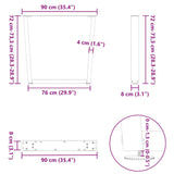 Dining Table Legs V-Shape 3 pcs Natural Steel 90x cm Steel 4012671