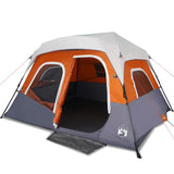 Family Tent with LED 6-Person Light Grey and Orange Quick Release 94309