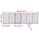 Dog Gate with Door Foldable 6 Panels Brown 300 cm Poplar Wood 352199