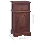 ZNTS Bedside Cabinet Classical Brown Solid Mahogany Wood 288831