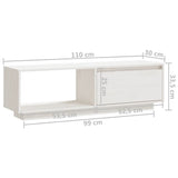 TV Cabinet White 110x30x33.5 cm Solid Pinewood 809889