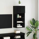 Wall-mounted TV Cabinet with LED Black Oak 40.5 x 30 x 90 cm 882958