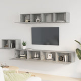 5 Piece TV Cabinet Set Concrete Grey Engineered Wood 3114433