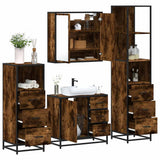 4 Piece Bathroom Furniture Set Smoked Oak Engineered Wood 3301257
