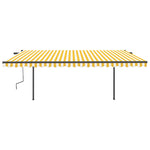 ZNTS Manual Retractable Awning with Posts 5x3.5 m Yellow and White 3070258