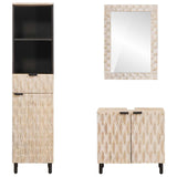 Bathroom Sets 3 pcs White Wash Finish Solid Mango Wood 3310031