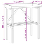 Plant Table with Shelf Grey 78x38x82.5 cm Solid Wood Fir 156351