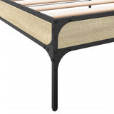 ZNTS Bed Frame Sonoma Oak 100x200 cm Engineered Wood and Metal 845027