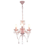 Chandelier with Beads Pink Round 3 x E14 281598