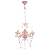 Chandelier with Beads Pink Round 3 x E14 281598