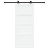 Sliding Door White and Black 86 x 198.5 cm Solid Pine Wood 3333343
