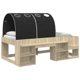 Bed Frame with Tunnel with Shelf 3 pcs Sonoma Oak and Black 3423640