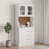 Highboard ALTA White 77x35x165 cm Solid Wood Pine 3187772