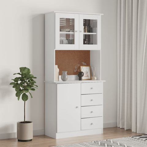 Highboard ALTA White 77x35x165 cm Solid Wood Pine 3187772