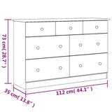 Chest of Drawers ALTA 112x35x73 cm Solid Wood Pine 353919