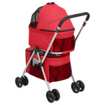 2-Layers Folding Dog Stroller Red 83x48x97 cm Oxford Fabric 172206