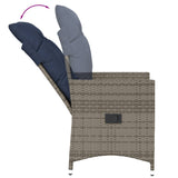 3 Piece Bistro Set with Cushions Grey Poly Rattan 365656