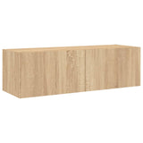 TV Wall Cabinet with LED Lights Sonoma Oak 100x35x31 cm 837297