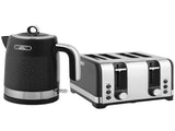 Sleek Textured Kettle and Four-Slice Toaster Set - Black T3398P422926