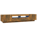 2 Piece TV Cabinet Set with LED Lights Smoked Oak Engineered Wood 3120170