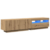 TV Cabinet with LED Lights Artisan Oak 180x35x40 cm Engineered Wood 3329164