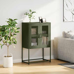 ZNTS Highboard Olive Green 68x39x107 cm Steel 853378