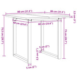 Dining Table O-Frame 80x80x75.5 cm Solid Wood Pine and Steel 3282739