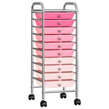 10-Drawer Mobile Storage Trolley Ombre Pink Plastic 320404
