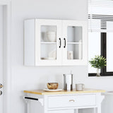 Kitchen Wall Cabinet with Glass Door Kalmar White Engineered Wood 853607