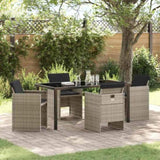 Garden Dining Set with Cushion 5 pcs Light grey Poly rattan 3379962