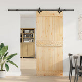 Sliding Door with Hardware Set 85x210 cm Solid Wood Pine 3332684