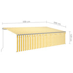 ZNTS Manual Retractable Awning with Blind 5x3m Yellow&White 3069458