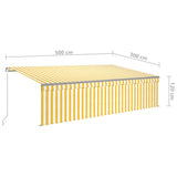 ZNTS Manual Retractable Awning with Blind 5x3m Yellow&White 3069458