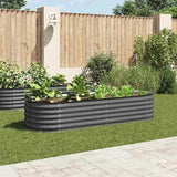 Garden Raised Bed 240x80x44 cm Galvanised Steel Grey 45528