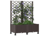 Garden Planter with Trellis&Wheels Brown 80 x 40 x 146 cm PP 3422969